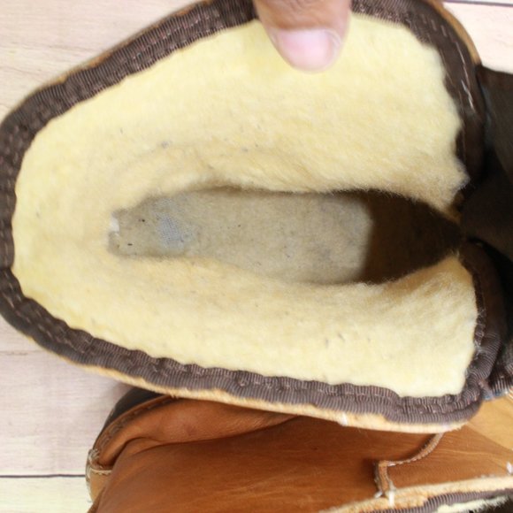 LL Bean Brown Leather Front Zip Waterproof Insulated Ankle Duck Boots Size 9 - Picture 9 of 10